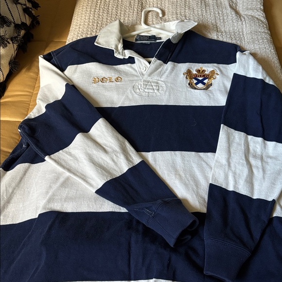 Ralph Lauren Classic Navy and Cream rugby shirt - Picture 3 of 8